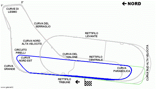 Layout del Circuito Pirelli presso l'Autodromo Nazionale Monza - Monzasport Autodromo di Monza Online dal 1999